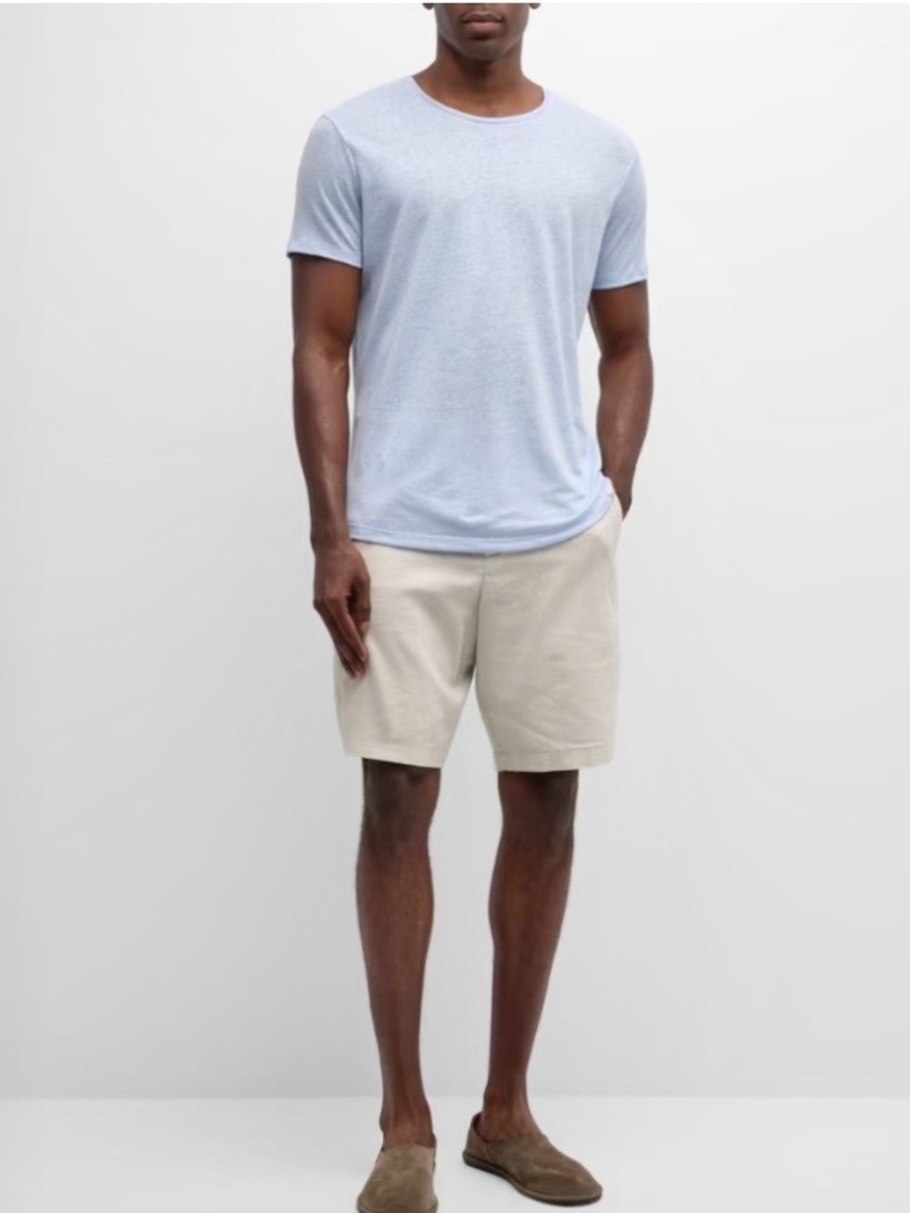 Orlebar Brown Men’s Linen T Shirt Crewneck Tee XXL Soft Blue Short Sleeve